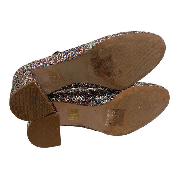 Madewell Size 7.5 The Zelda Mary Jane Block Heel in Glitter Party Cocktail - Picture 7 of 9